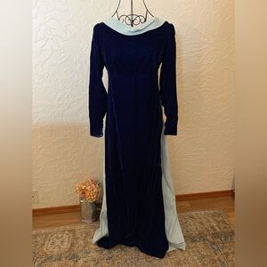 Vintage 1965 Blue Velvet Evening Gown